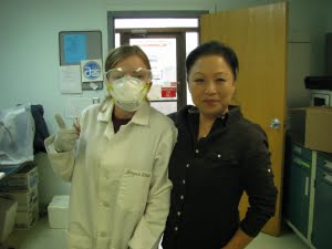 Intern Emma MacDonald with Dr. Sugae Wada at the  National Clonal Germplasm Repository. Photo credit: Erin Gray.