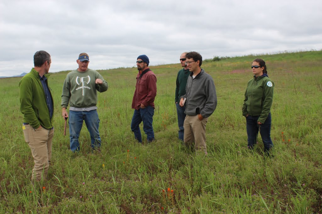 Sanders Freed explaining to IAE and CNLM staff what restoration is happening at Violet Prairie